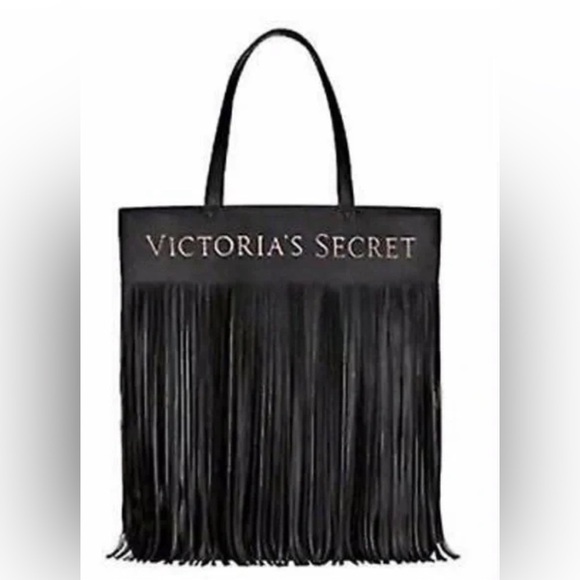 Victoria's Secret Handbags - Victoria's Secret NWT Flirty Fringe Tote Bag Black Limited Edition